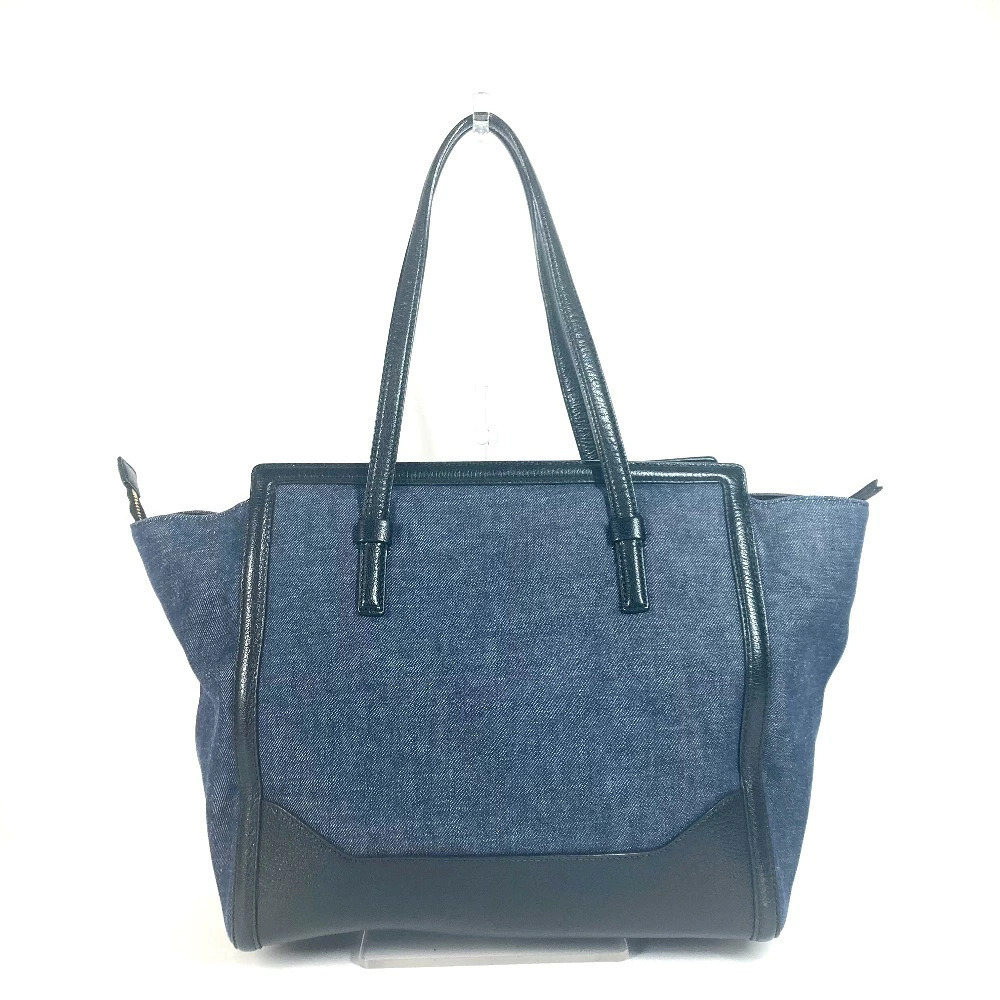 Salvatore Ferragamo leather blue logo shoulder bag denim tote handbag